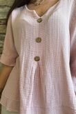 Andi Basket Linen Blend Top Rose